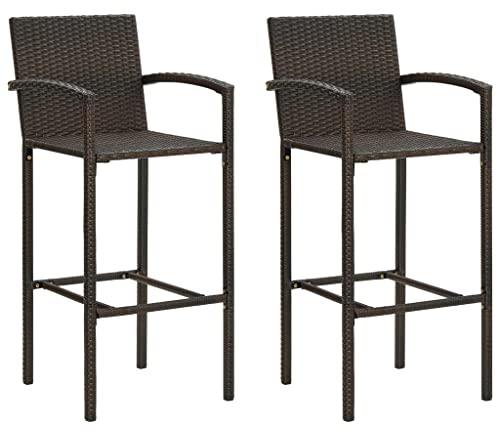 VACARX Barhocker, Polyrattan, Braun, 2 Stück