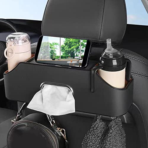 Car Seat Back Organizer With Cup Holder,tissue Box, And Cell Phone Holders,Vehicle Drink Cup Holder And Backseat Organizer Car Headrest Rear Seat Multifunctional Storage Box