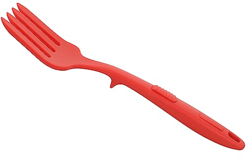 Fourchette de Cuisine Pratique Pince en Silicone Rouge Fourchette à Mélanger La Salade pour Fourchette de Serveur de Pâtes Lavable