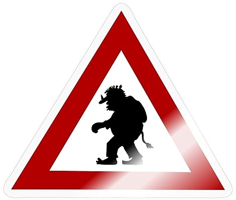 Spreadshirt Norwegen Troll Gefahrenzeichen Sticker Aufkleber, 10 x 10 cm, Transparent glänzend