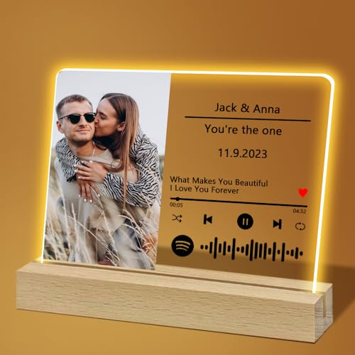YINYIFANS Individualisiertes Spotify Glas,unvergessliche LED-Lampe für besondere Momente,romantisches Valentinstagsgeschenk,Geschenke für Paare,maßgeschneiderte Geschenke für sie/ihn (Stil 2)