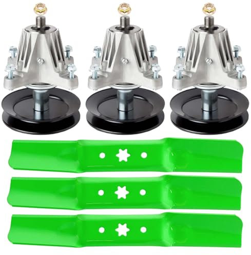 3 Stück 618-06980 918-06980 Spindelmontage mit Riemenscheibe für Cub Cadet/MTD/Troy-Bilt 50 XT1-GT50 XT1-ST54 ZT-L50 Mustang Z50 3 Blade 942-05052A Kompatibel mit: Cub Cadet MT. D 942-05052A