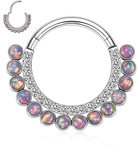 16G Septum Schmuck Opal Nasen Ringe Hoops Silber Septum Ringe Daith Tragus Helix Conch Piercing Schmuck 8mm Knorpel Helix Ohrring Cartlidge Schmuck Conch Hoop Ohrring Septum Clicker Daith Schmuck