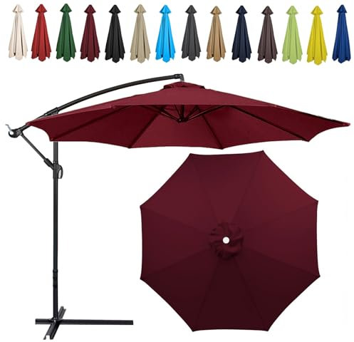 Auvent De Remplacement Pour Parasol, 2 M/2.7 M/300 CM, 6 Baleines/8 Baleines, Tissu De Rechange Pour Parasol, Toile De Rechange Pour Parasol Remplacez L'ancien Auvent Auvent De Rechange(Color:Burgundy