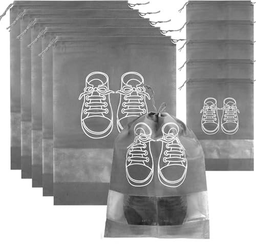 10 Stück Große Schuhbeutel Reise,Staubdicht Schuhtasche,wasserdichte Schuhtasche Reise mit Transparentem Fenster,Tragbare Schuhbeutel, für Reisegebrauch, Sport, Camping