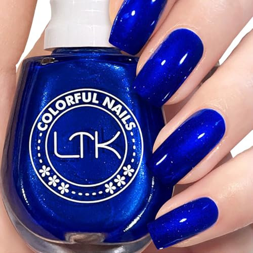 Blue Nail Polish, Glitter Nail Polish, Glitter Nail Varnish, Pearl Quick Dry Nail polish No UV Lamp Curing, Long Lasting, Chip Resistant, Non-Toxic, Salon Manicure & At Home Manicure (21#)
