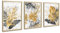 3 Teilig Leinwandbilder Bilder mit Rahmen Abstrakt Grau Gold Blätter bild auf leinwand Wandkunst Modern Wandbilder Kunstdruck Deko für Wohnzimmer Schlafzimmer fertig zum Aufhängen 30x40x3 Pcs