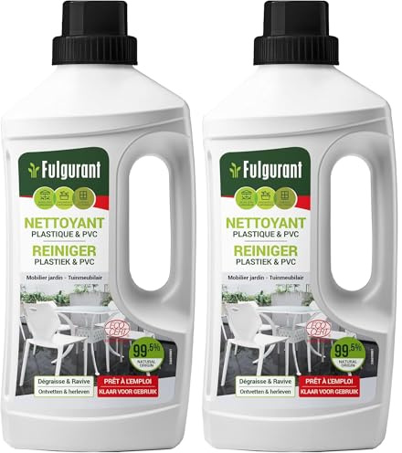 Fulgurant - Nettoyant Plastique et PVC, Dégraisse et ravive les couleurs - Ecocert 100% Naturel, 1L (Lot de 2)