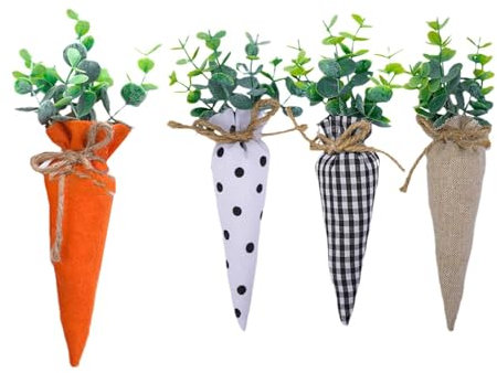 MEAKTSMI Set Mit 4 Dekorativen Stoffkarotten Für Frühlings Tischdekoration Regaldekoration Garten Terrassen Zubehör