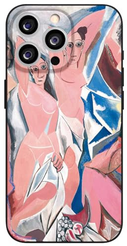 Berkin Arts Kompatibel mit iPhone 14 Pro Max Schutzhülle aus Silikon mit Displayschutzfolie, avantgardistischer dreidimensionaler Stil, kubistischer Akt (Les Demoiselles D'avignon von Pablo Picasso)