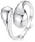 Qings Daumenring Damen Ring Silber 925 Breit Verstellbar Tropfenring Löffel Ringe Chunky Finger Wickelring Träne Wassertropfen Öffnung Ring für Frauen Mädchen Geschenk