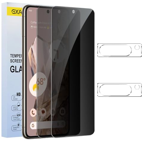 GXAYZ 【2+2 pièces】 Verre Trempé Protection Écran Anti-Espion pour Google Pixel 8,Film de Protection en Verre Trempé, Anti-Espion,Dureté 9H