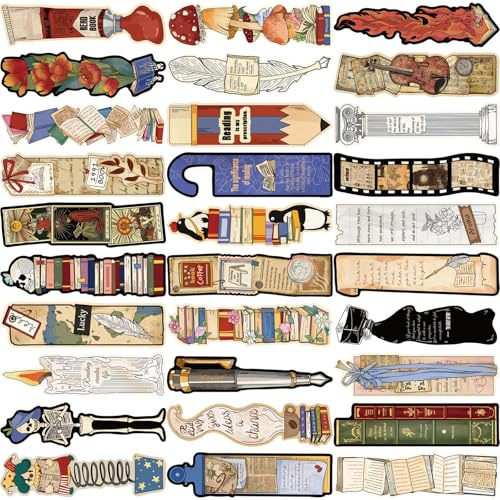 Lot de 30 marque-pages irréguliers rétro pour la lecture de livres
