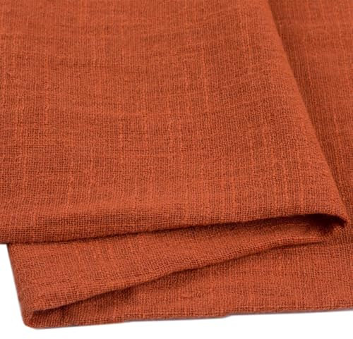 Wambere Baumwollstoff Gewaschene Baumwolle Leinenimitat Slub Baumwolle Leinenstoff Meterware für Kleider Hose Rock Bluse Vorhänge Gardinen Kissen Tischdecke Überwurf Geschirrtuch,Rostrot,300 * 135cm
