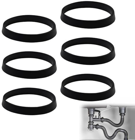Rubber Washers for Plumbing Seal Ring – 6PCS 40mm Silicone Gasket Cone Seals – Rubber Seal Rings for 1½ Inch Sink Drain Pipe – O-Ring Slip Joint Washers for Siphon, Kitchen & Bathroom Fittings
