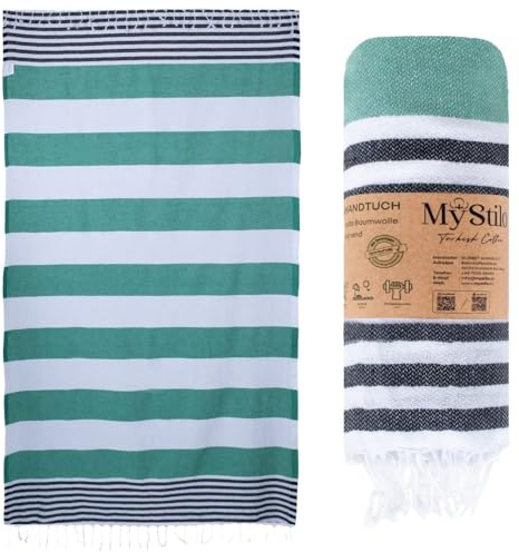 MyStilo® XXL Saunahandtuch Hamamtuch - Großes, Weiches Badetuch 100x180cm, Schnelltrocknend - Premium Strandtuch, Beach Towel, Handtuch für Männer, Frauen, Yoga und Fitness (Grün)