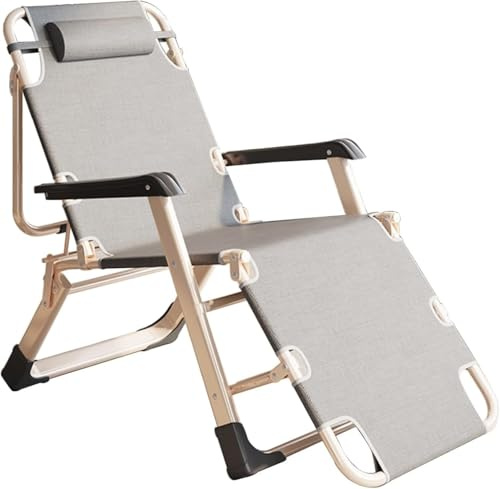 Avdnrya Liegestuhl, Schwerelosessel, Balkon, Zuhause, lässig, Siesta, Krankenhaus-Bett, faltbare Sonnenliege, Grau
