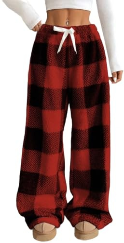 WINKEEY Pantaloni Pigiama Donna Invernali in Flanella Pantaloni comodi e morbidi in pile con stampa leopardata per la casa