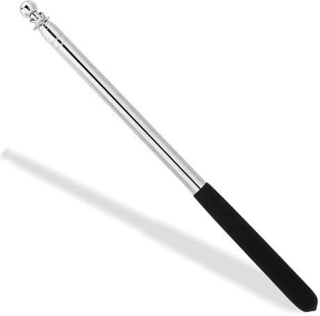 Baguette télescopique en acier inoxydable - Extensible - 160 cm - Pour présentations et enseignements - Clip et bâton pliable pour le camping, les voyages et les fêtes (noir)