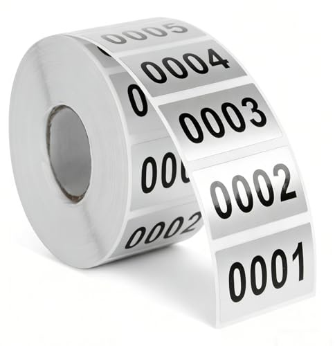 Wonninek Consecutive Numbered Inventory Stickers, 0001-2000, 1.6 x 0.8 Inch