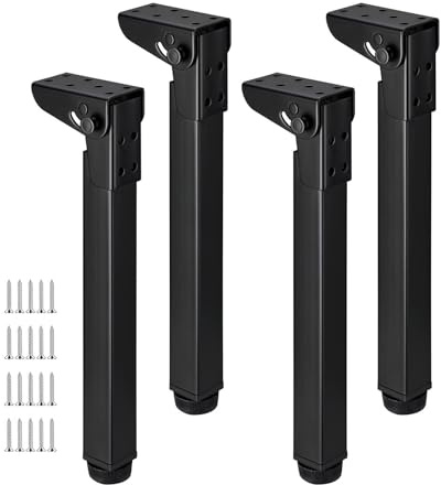 WATAOW 4 STK Klappbarer Tischbein | 15–70cm Schwarze Klapphalterung | Metall Möbelfüße mit Schrauben | für Selbstgebaute Tische Werkbänke Campingtische Esstische(72cm/28.3)