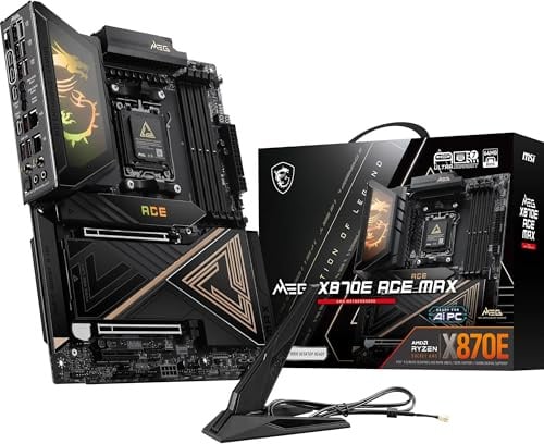 MSI X870E ACE MAX Scheda madre MEG ATX - supporta processori AMD Ryzen 9000/8000/7000, BIOS ROM AM5-64MB, 110A SPS VRM, memoria DDR5 (fino a 8400+ MT/s OC), M.2 e PCIe 5.0, USB4, Wi-Fi 7, 10G LAN
