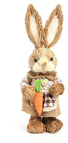 Easter Decorations Bunny Handmade Straw Bunny Easter Rabbit Statue Home Decor