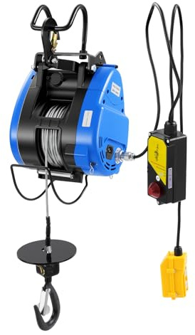 Seilwinde Elektrisch 230v, 250kg Tragkraft 19m/min Kabellos-Fernbedienung(100m) Seilzug Elektrische Seilwinde Flaschenzug Elektrisch mit Batterien Kabelsteuerungsgriff 1500W 29m-Hubhöhe 30m-Drahtseil