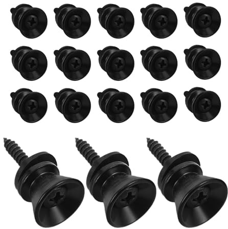 LAPYAPPE 20 Pièces Ensemble D'embouts de Sangle de Guitare en Alliage Noir avec Vis de Montage, Verrouillage Anti-dérapant Facile à Installer pour Guitare Acoustique et Ukulélé