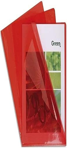 Exacompta 661275E 100er Pack PVC-Kunststoff Aktenhüllen. Für DIN A4 transparent glasklar rot oben und seitlich offen Plastikhülle Klarsichthülle für Büro und die mobile Organisation