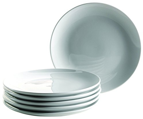 Mäser, Serie Colombia, Dessertteller 19 cm, Porzellan Geschirr-Set für 6 Personen, Weiß