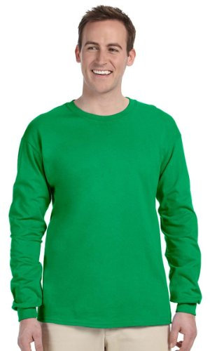 Fruit of the Loom Adult HD Cotton Long Sleeve Crew T-Shirt, S, Kelly Green