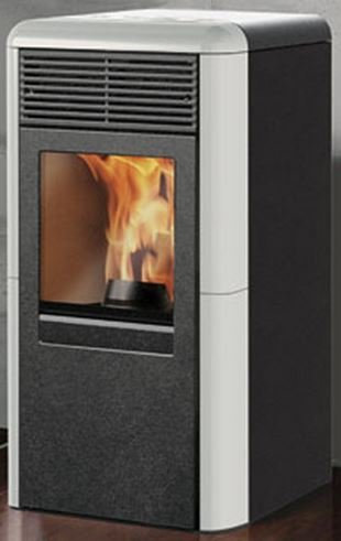 ITALIANA CAMINI STUFA IDROPOINT A PELLET 11,3KW CERAMICA BIANCO PANNA