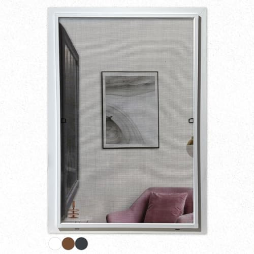 Fliegengitter Fenster Insektenschutz Fliegengitter Spannrahmen in weiß und braun 5 Größen wählbar (weiß, 130 x 150 cm)