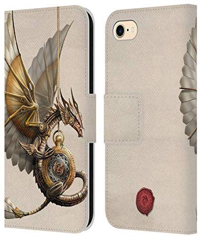 Head Case Designs Offizielle Anne Stokes Clockwork Dragon Steampunk Leder Brieftaschen Handyhülle Hülle Huelle kompatibel mit Apple iPhone 7/8 / SE 2020 & 2022