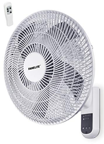 Fanelite - Ventilateur mural 15736-R PG - Diamètre 40 cm - 3 vitesses - Avec télécommande - Minuterie - Grille et hélice plastiques - Oscillant ou fixe - Installation facile - Silencieux