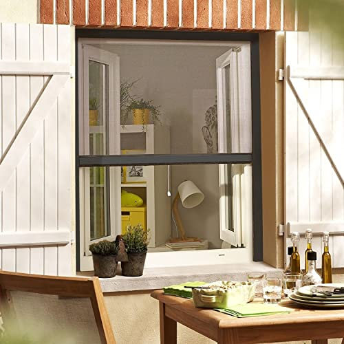 MADECOSTORE Moustiquaire Enroulable en alu pour fenêtre - Gris Anthracite - L100 x H160cm