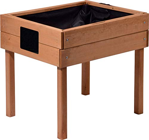 dobar Jardinière surélevée pour Enfant avec Tableau Craie, Petit bac à Herbes pour la terrasse et Le Balcon, 50 x 40 x 45 cm, en pin Marron