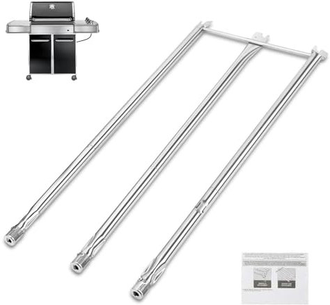 QuliMetal Brûleur en acier inoxydable 304 pour barbecue à gaz Weber Genesis 300 (2007–2010), Genesis E310 E320 S310 S320 EP310 EP320 avec boutons de commande latéraux, remplacement pour Weber 67722