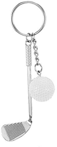 Racket Balle De Golf Porte-Clés Mignon Mini Clubs De Golf en Métal Keychain Creative Sport (Blanc)