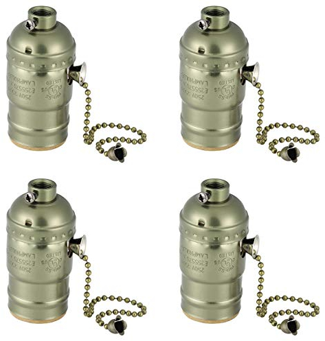 ACBungji 4er Vintage Lampenfassung E27 DIY Lampensockel mit Schalter Deckenfassung Socket Glühbirnenhalter Edison Schraube Deckenleuchte Lampenfuss (Stil 2-Bronze)