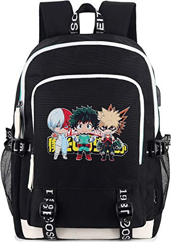 Roffatide Anime Backpack Printed College School Bag Laptop Backpack with USB Charging Port & Headphone Port