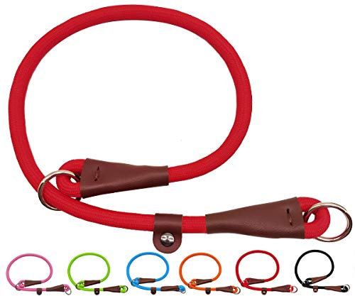 MayPaw Slip Collar Nylon Rope Adjustable Collar for Dog Training- No Pull Round Martingale Dog Collars for Small Medium Large Dogs (20 x 1/4, Red)