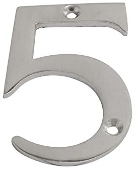 SISI UK® Satin Chrome Front House Door Numbers & Letters 3'' with Screws (Number 5)