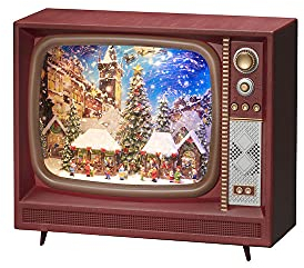 Konstsmide LED Wasserlaterne Fernseher, braun, mit Musik, mit an/aus Schalter, 5h Timer, 5 Bunte Dioden, batteriebetrieben & USB, Innen, 0, 5W, Batterie: 3 x C 1, 5V (exkl.) - 4265-000