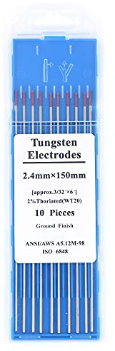 CENPEK 10 Pack TIG Welding Tungsten Thoriated 3/32 inch WT20(Red) Thoriated Tungsten Electrodes-2.4 x150mm