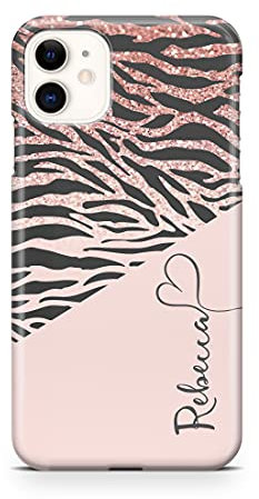 iCaseDesigner Personalised Animal Print Custom Name Phone Case Compatible with iPhone 11 Pro Max. 7. Zebra Print Rose Gold
