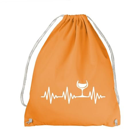Herzschlag Wein Turnbeutel - EKG Glas Weinglas Schorle Fest Party Orange