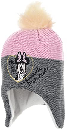 Sun City Minnie Mouse Baby Mädchen Winter-Mütze Bommelmütze (Grau, 48)