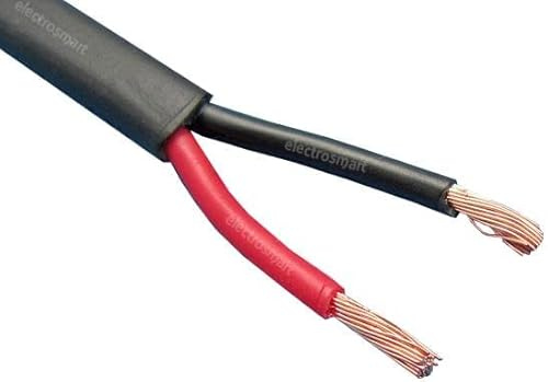 electrosmart 2 Core Twin Red/Black Copper Automotive Auto Boat Cable Wire 2 x 0.5mm Thin Wall Flat Stranded 12V 24V 11 Amp (100m)